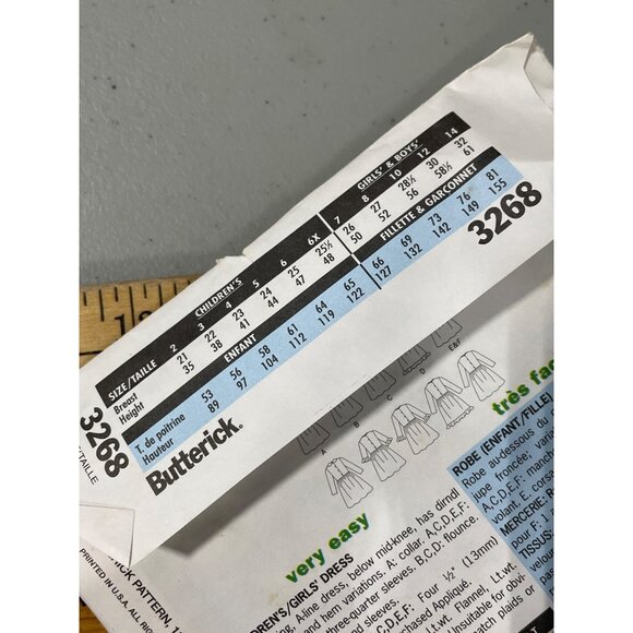 Butterick 3268 Sewing Pattern Sizes 6-7-8 Childrens Girls Easy ALine Dresses NEW - Picture 5 of 6